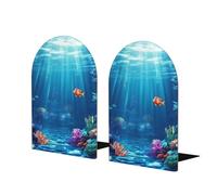 Serre-Livres décoratifs « Princesse des Mers » avec créatures Marines sous-Marines, Base en métal antidérapante, Accessoires de décoration Modernes pour étagères (1 Paire)