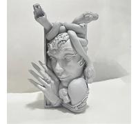 Serre-Livres Drôle Medusa Snake Girl en Résine Statue De Dragon De Bureau Bibliothèque d'angle Livre Fantastique Décoration De Figurine for Entrée Bar,Salon,Maison,Bureau(Gray Snake Woman)