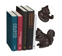 Serre-livres écureuil, lot de 2, différentes utilisations, pour livres ou CD, fonte de fer, décoration robuste, marron