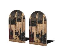 Serre-Livres en Bois, Lot de 2, support de Livre pour bibliothèque à Domicile, écoleInstruments de Musique Guitare Basse imprimés