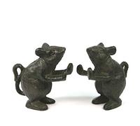 Serre-livres en fonte de style antique. Un lot de 2 animaux jouant. Parfait pour un amateur de livres. (lot de 2). 14 x 7 x 7cm - Souris