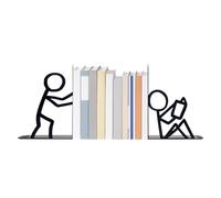 Serre-livres en métal - Design abstrait en fer forgé robuste et antidérapant - Support vertical pour bureau, bibliothèque, table basse