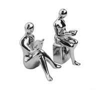 Serre-livres en pierre avec une construction solide pour la stabilité de l'étagère et un design artistique unique pour compléter les intérieurs modernes (classeur à livres (argent))