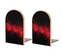 Serre-livres Explosion Burst en bois rouge et noir robuste pour étagères, serre-livres antidérapants pour la maison, livres, DVD, support de CD décoratif, organisateur de jeux vidéo