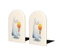 Serre-Livres fantôme Tenant Un Cornet de Glace, Lot de 2, en Bois, pour étagères, Bureau, bibliothèques à Domicile