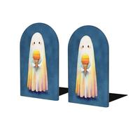 Serre-Livres fantôme Tenant Un Cornet de Glace, Lot de 2, en Bois, pour étagères, Bureau, bibliothèques à Domicile.