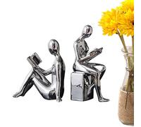 Serre-Livres Livre décoratif pour la décoration d'intérieur, 2 x Abstract Statue Design Book | Rangement de livres en céramique non glissants