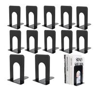 Serre-Livres Métal Noir - 6 Paires 17 x 12 x 15 Cm, Grand Cale Livre De Haute Qualité pour Étagère, DVD, La Maison, Bureau - 12 Pièces
