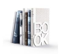 Serre-Livres - Serre-Livres décoratifs en métal pour Bureau, Livres, Design Unique, très résistant (Blanc)