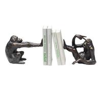 Kare Design Serre-Livres Monkey, Noir/Cuivré, Animal Singe, Lot de 2, Fait à la Main, Sculpture, Deco Intérieur, Décoration Chambre, Salon, Maison, Cadeau, 17x20x10 cm (H/L/P)