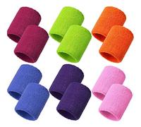 Serre-Poignets Bracelets,6 Paires Absorbants Poignet Bandeau Coton Sport Sweatband Eponge Poignet pour Uomini Donne Badminton Tennis Football Basketball Running Gym Fitness 8 * 8 CM
