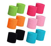 Serre-Poignets Bracelets,6 Paires Absorbants Poignet Bandeau Coton Sport Sweatband Eponge Poignet pour Uomini Donne Badminton Tennis Football Basketball Running Gym Fitness