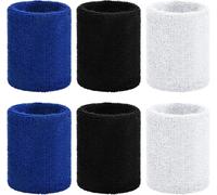Serre-Poignets Bracelets,6 Paires Absorbants Poignet Bandeau Coton Sport Sweatband Eponge Poignet Pour Sport,Course À Pied,Football,Basket-Ball