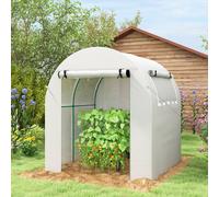 Serre portable Outsunny - Cadre acier & housse plastique 1,8 x 1,8 x 2 m - Blanc
