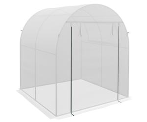 Serre portable Outsunny - Cadre acier & housse plastique 1,8 x 1,8 x 2 m - Blanc