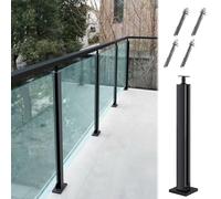 Serre-poteau en verre noir haute résistance pour systèmes de terrasse et d'escalier, support d'extrémité/milieu/coin compatible avec les panneaux de verre, ajoute une option de main courante, durable