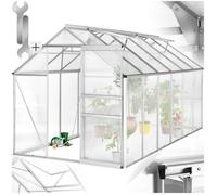 Serre - TECTAKE - serre de culture - aluminium - robuste, portes coulissantes, ventilation, 185x375x195 cm - blanc transparent