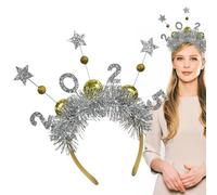 Serre-tête 2025 doré et argenté - Accessoires pour cheveux pour adultes et enfants - Motif étoiles et feux d'artifice à paillettes