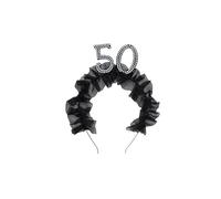 Serre-tête 50 ans, avec tissu et perles, noir