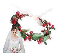 Serre-tête à baies rouges - Couronne de fleurs de baies - Couronne de cheveux avec feuilles de houx - Couronne de mariage faite à la main avec fleurs d'automne bohème pour accessoires de scène