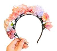 Serre-tête à fleurs colorées - Accessoire pour cheveux - Cosplay - Pince à cheveux - Couronne florale - Pour filles