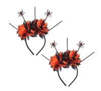 Serre-tête à fleurs pour festival, Halloween, cosplay, avec longue robe noire, décorations pour fête, déguisement, bandeau rose mystérieuse