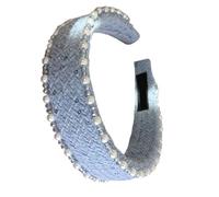 Serre-tête à motif floral et fausses perles pour femme - Accessoire de cheveux en tissu doux - Décoration de cheveux pour fête de mariage