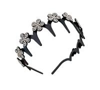 Serre-Tête à Motifs Ondulés Serre-tête Ondulé Orné d'une Fleur Strass | Accessoire Capillaire Scintillant Antidérapant Maintien des Mèches Rebelles pour les Jours