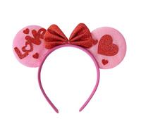Serre-tête à paillettes en forme de cœur avec nœud et pince à cheveux florale pour la Saint-Valentin, idéal pour un mariage, une fête prénuptiale ou une célébration. (One Size)