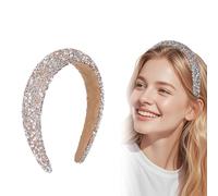 Serre-tête à paillettes pour femme - Large bandeau en strass - Élégant - Pour femme et fille - Cadeau d'anniversaire de mariage - Bijou de cheveux (champagne)