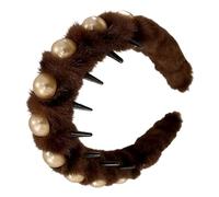 Serre-tête à perles pour femme - Bijou tendance - Avec dents de peigne - Bandeau en peluche - Pour femmes, adolescentes, mères, enseignantes, ainsi que pour accessoires photo, rendez-vous, fêtes et