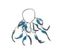 Serre-tête à plumes style indien bohème pour bal de fin d'année, vacances, cosplay - Bleu