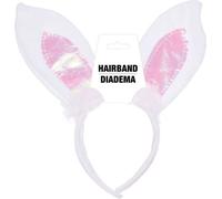 Serre-tête animal carnaval lapin bandeau fête accessoire World Book Day, couleur : blanc