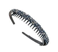 Serre-tête antidérapant en cristal avec peigne à dents - Bandeau tendance pour femme et fille - Lavage du visage - Utilisation quotidienne