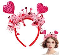 Serre-tête avec cœur rouge - Style étincelant et romantique | Pour cheveux en forme de cœur avec paillettes Serre-tête à paillettes