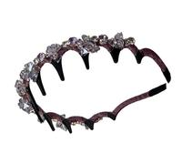 Serre-tête avec dents - Large bande vintage antidérapante avec perles - Bandeau antidérapant pour femme, musique, fête, rendez-vous, été, gym, voyage, maison