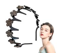 Serre-tête avec fleur de stras pour cheveux rebelles | Soutien-gorge confortable anti-poils lâches pour adultes adolescents filles douche salle de sport lavage du visage