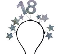 Serre-tête avec le chiffre 18 et des étoiles 22x21cm noir / argent