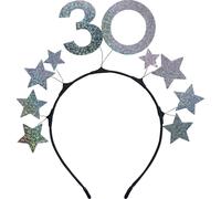 Serre-tête avec le chiffre 30 et des étoiles 22x21cm Noir / Argent
