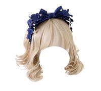 Serre-tête avec nœud en ruban, grand nœud papillon, accessoires for cheveux Lolita, épingle à cheveux tendance, coiffures for femmes et filles for bal de promo ou mariage(Deep Blue)