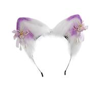 Serre-tête avec oreilles de chat de dessin animé avec fleur - Accessoire pour cosplay ou fête