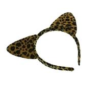 Serre-tête avec oreilles de chat imprimé léopard marron pour enfants