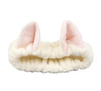 Serre-tête avec oreilles de chat mignonnes pour femmes et filles, bandeau de spa en polaire corail, accessoire de maquillage pour le visage (crème)