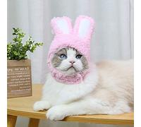 Serre-tête avec oreilles de lapin en peluche pour chat, chien, chapeau de lapin pour décoration de fête, costume d'Halloween, accessoire de cosplay (rose)