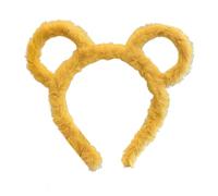 Serre-tête avec oreilles d'ours marron - Joli bandeau pour adultes et enfants - Costume d'ours - Bandeau de maquillage doux pour se laver le visage - Jaune