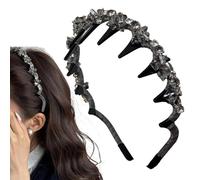 Serre-tête avec perles artificielles avec anneau à dents - Serre-tête tendance antidérapant pour femme, été, quotidien, gym, voyage, maison, fête, festival, rendez-vous