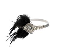 Serre-tête avec perles style années 20 - Accessoire de mariage - Garde-tête pour football, blanc, Taille unique