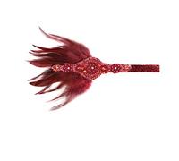 Serre-tête avec perles style années 20 - Accessoire de mariage - Garde-tête pour football, rouge vin, Taille unique