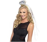 Smiffy's Serre-tête bague Enterrement de vie de jeune fille – blanc avec voile – Halloween