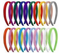Serre-Tête Bandeau en Satin Serre Tete Plastique Bricolage 15mm Cheveux Accessoire pour Fille Femmes Multicolore 20 Pièces